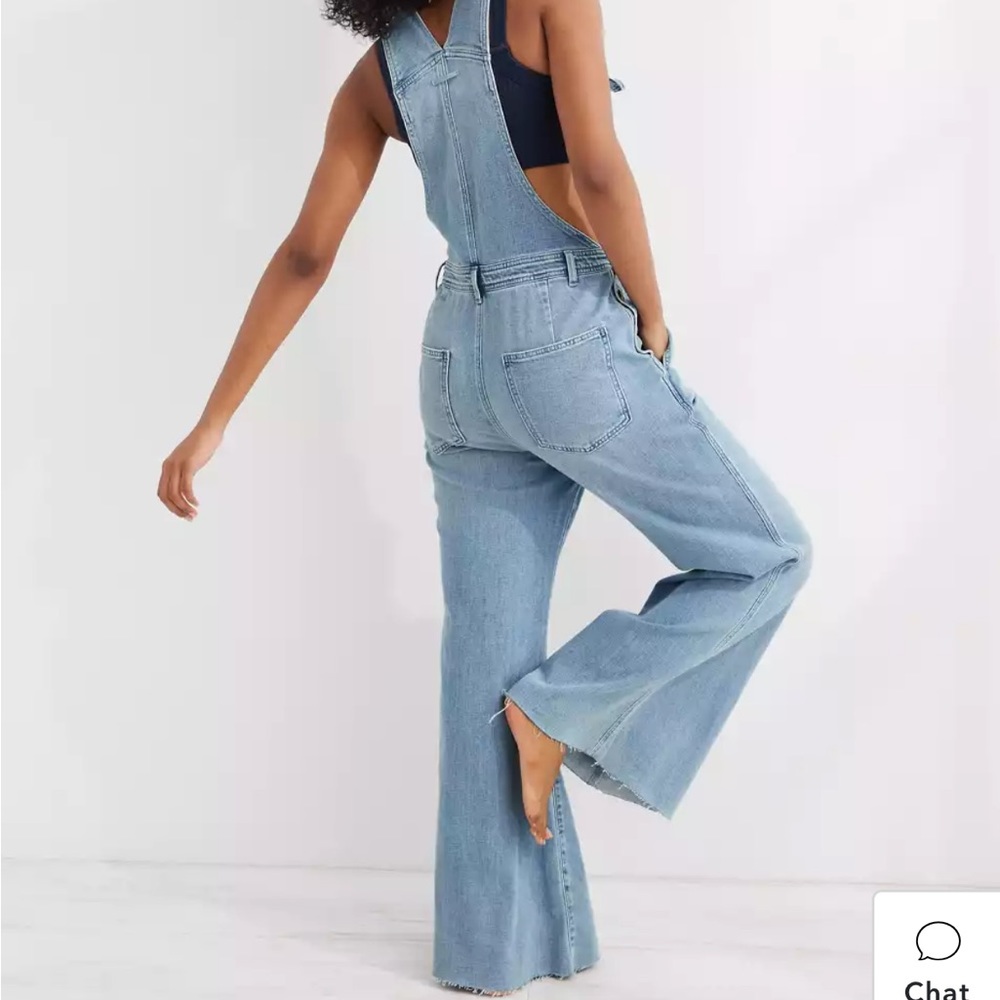 Aerie wide leg denim overalls
